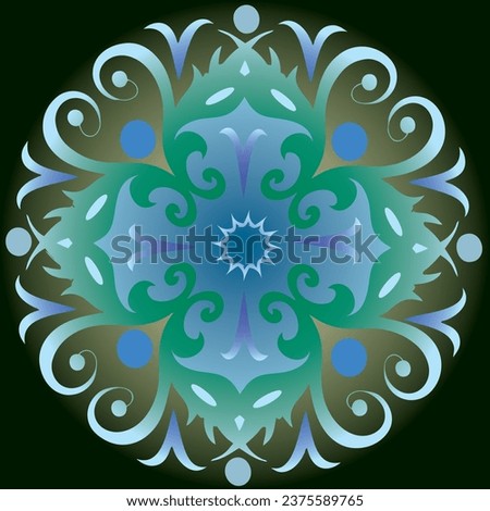 Single Mandala - Flower Nature, Foliage, Leaves, Energy Wheel Circle Complex Symbol Colorful Abstract Decoration