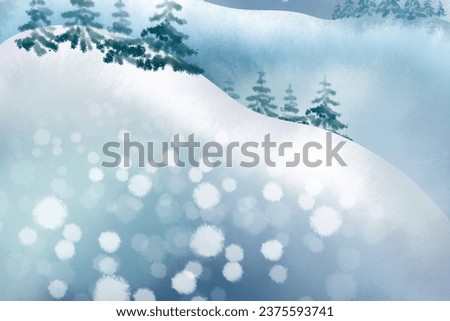 Winter snowscape digital download,Snowy hills background Christmas designs Watercolor graphics,Snowdrift and mountains in wintertime drawing