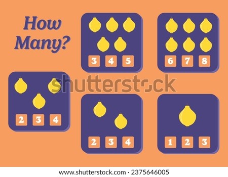 How many quince are there? Educational math game for kids. Printable worksheet design for preschool or elementary kids. Activities for children.