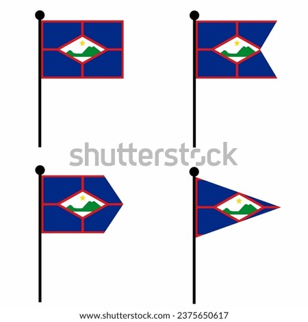 Sint Eustatius waving flag icon set in 4 shape versions. Collection of flagpole sign for identity, emblem, and infographic.