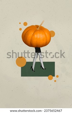 Composite collage picture image of walking female legs pumpkin costume halloween party magazine surrealism banner