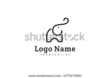 Elephant logo design in simple linear style