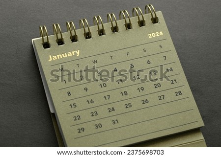 Happy new year 2024. Close up calendar JANUARY 2024.