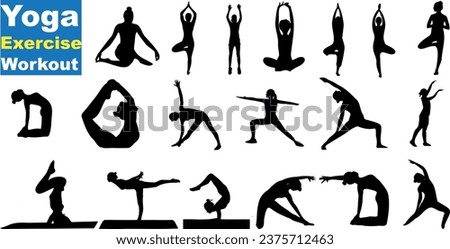 yoga poses clip art silhouette vector Collection. Perfect for yoga studios, fitness websites, and other health and wellness-related projects.