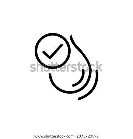 Drop water check mark icon. Simple outline icon. Water resistant, rainproof, protection concept. Thin line symbol. Vector illustration design isolated on white background. Editable  Royalty-Free Stock Photo #2375729395