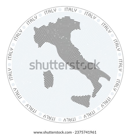Italy shape radial arcs. Country round icon. Italy logo design poster. Attractive vector illustration.