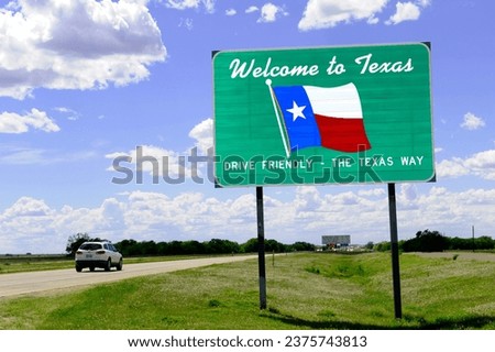 Welcome to the state of Texas USA sign.  created 09.03.22