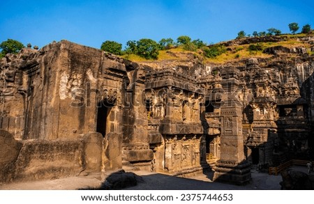 Ellora caves, UNESCO world heritage site, India Royalty-Free Stock Photo #2375744653