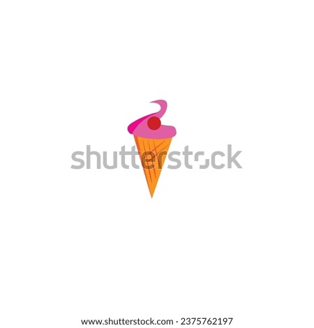 Minimalist ice-cream illustration or clip art or flat logo 