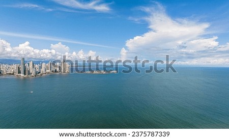 panama city aerial view, financial center, banking center, megapolis, bahia, buildings, skyscrapers, engineering, architecture Royalty-Free Stock Photo #2375787339