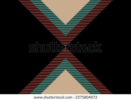 Modern pattern of colored striped triangles in retro style on a black background. For printing, posters, posts on social networks, packaging design, textiles, covers, postcards. Vector background