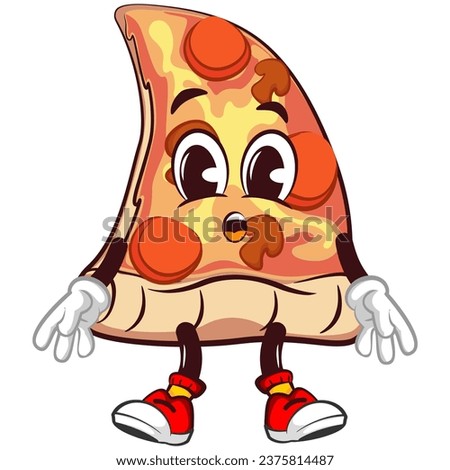 vector mascot character of a slice of pizza being tired