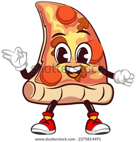 vector mascot character of a slice of pizza giving an okay sign