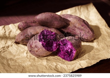 Special Chinese snack roasted sweet potato on simple background