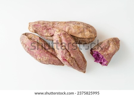Special Chinese snack roasted sweet potato on simple background
