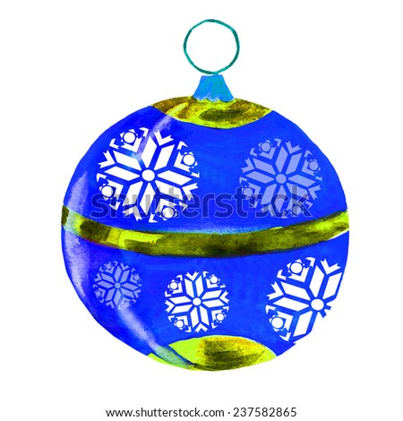Christmas ball, watercolor 