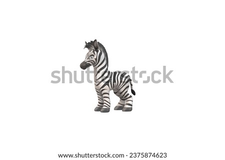 Single zebra cartoon 3d isolated on white background.
