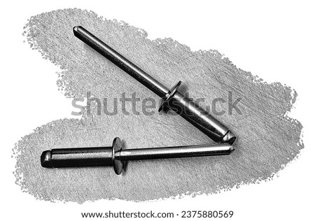 DIN 7337 bolt close up isolated on stainless steel background