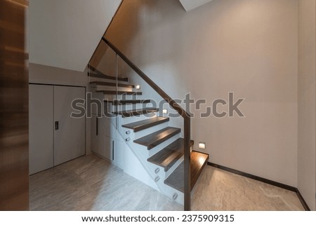 Minimalistic stairs in modern villa interior