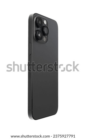 back view of black smartphone  mockup isolated with clipping path on transparent background.