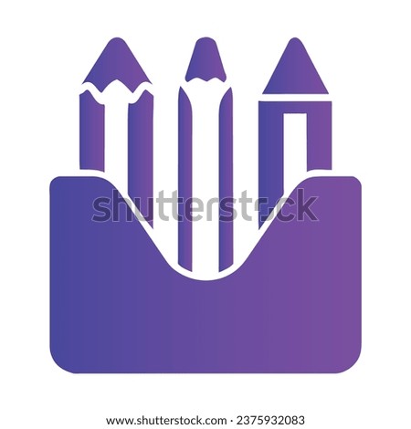School pencil case filled with school stationery, flat icon vector illustration on white background