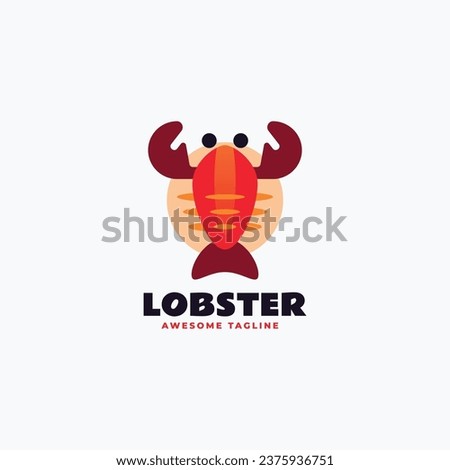 Vector Logo Illustration Lobster Simple Mascot Style.