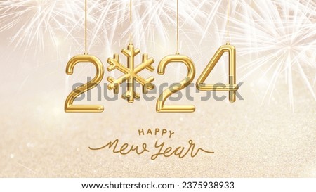 happy new year 2024, 2024 background, 2024 with golden bubble style  Royalty-Free Stock Photo #2375938933