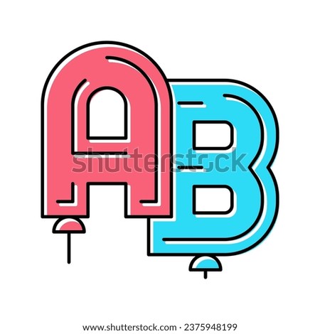 alphabet letters balloons color icon vector. alphabet letters balloons sign. isolated symbol illustration