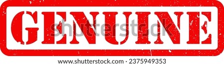 Red Genuine Legit Authentic Stamp Grunge Texture Label Badge Sticker Vector EPS PNG Transparent No Background Clip Art Vector EPS PNG 