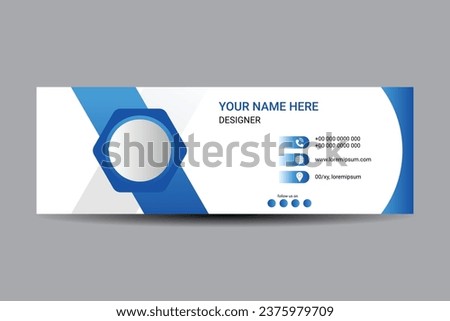 Email signature design template for company corporate style. Vector illustration. Blue color