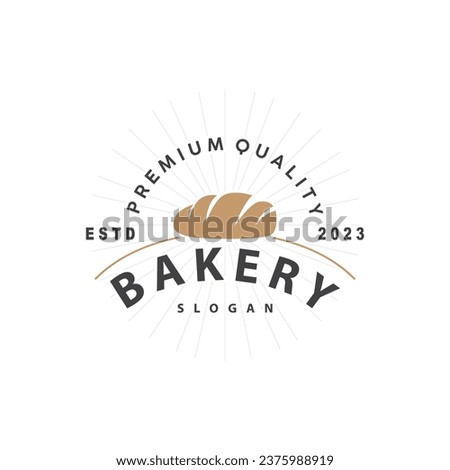 Bread Logo, Old Retro Vintage Style Bakery Shop Design, Vector Wheat Bread Simple Tremplet Illustration