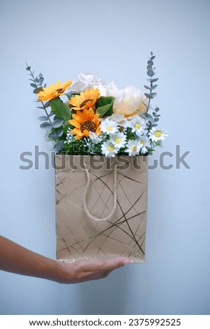Flower bouquet against white background 