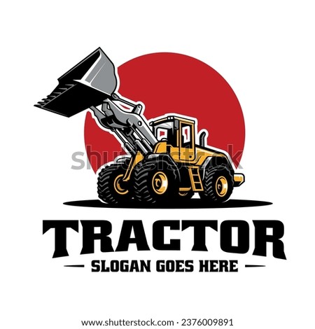 yellow tractor illustration logo vector