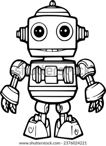 Robot coloring book hand drawn illustration vector