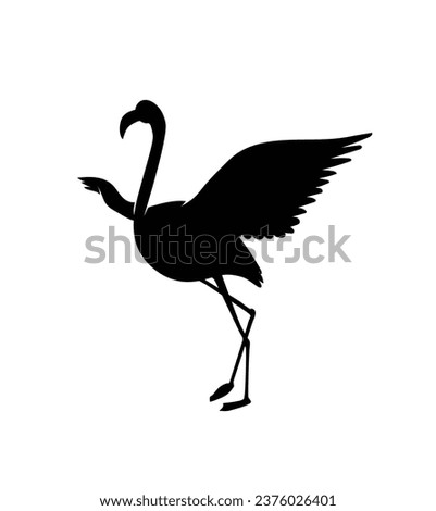 flamingo silhouette. Black silhouette flamingo. flamingo isolated on white background. hand drawn flamingo design. vector illustration.