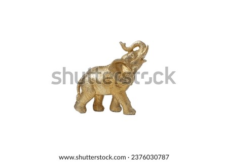 PNG, Golden elephant statue, isolated on white background