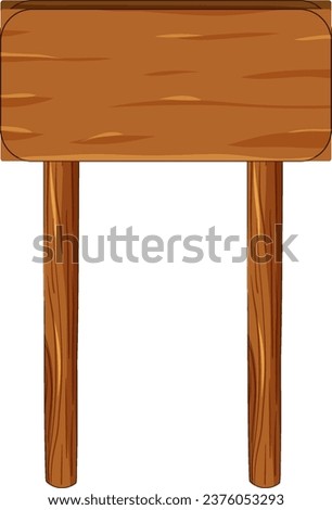 Vector cartoon illustration of a wooden signboard frame attached to a wooden pole