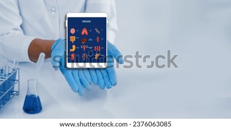 Medical doctor using tablet with healthcare icon, Medical science healthcare and digital technology concept.