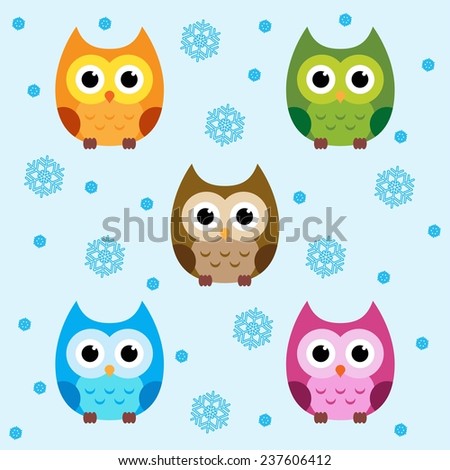 Christmas and New Year's vector pattern with owls
