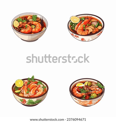 set of happy cute tom yup soup watercolor illustrations for printing on baby clothes, pattern, sticker, postcards, print, fabric, and books Royalty-Free Stock Photo #2376094671