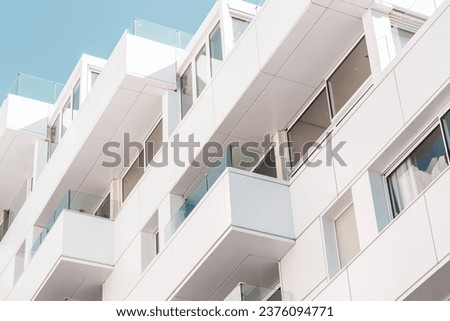 Architectural detail from the  modernist, brutalist and eclectic Tel Aviv architecture Royalty-Free Stock Photo #2376094771