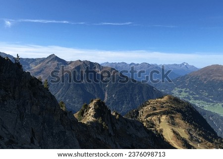 Pitztal, Tirol, Austria, Alps landscape in autumn at sunshine. 
