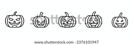 Halloween Pumpkin outline icon. Squash line vector illustration isolated on white background. Coloring book page for children. Hand drawn.