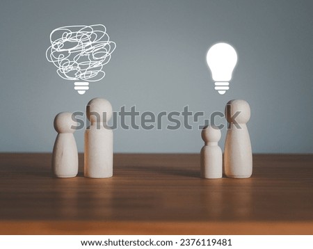 Bright idea bulbs and messy idea bulbs On teams with new ideas and teams with no ideas Royalty-Free Stock Photo #2376119481