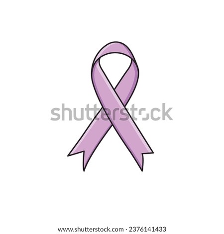 Lavender Satin Ribbon All Cancer Awareness World Cancer Day On White Background Vector Illustration