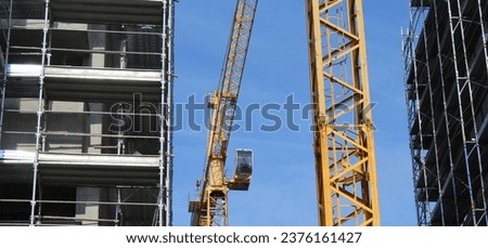 Work in progress at the construction site to construct new buildings