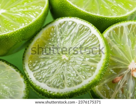 Close up of a cut lime