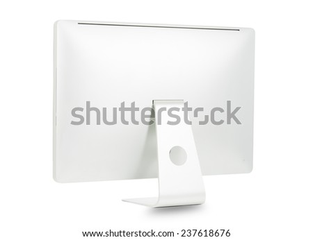 White computer monitor isolated on over white background