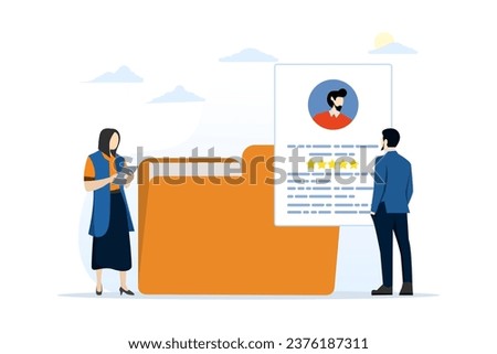 Job vacancy concept, headhunting. People select and analyze job candidates with good feedback. Recruitment or headhunting agencies. Vector illustration for UI, web banner, app. Royalty-Free Stock Photo #2376187311