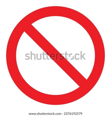 prohibitory sign, vector red crossed out circle symbol Royalty-Free Stock Photo #2376192579